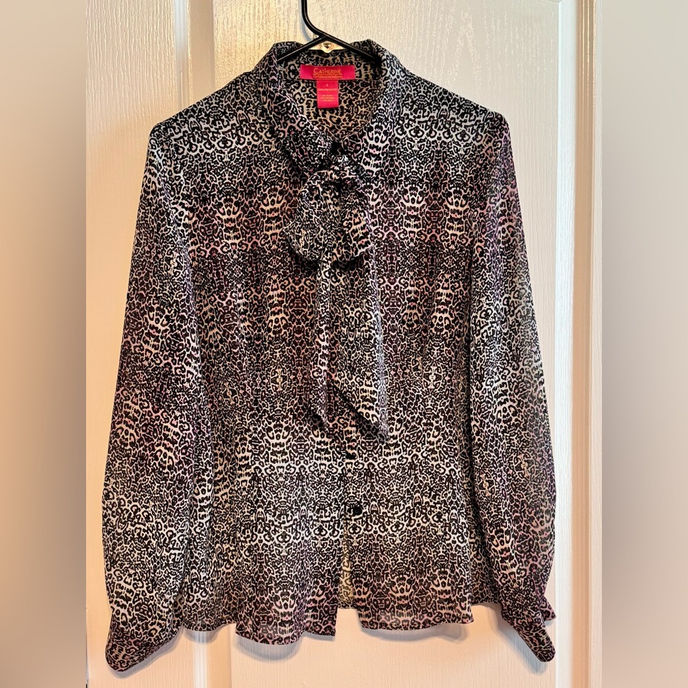 🪷Catherine Malandrino Black and Pink Blouse